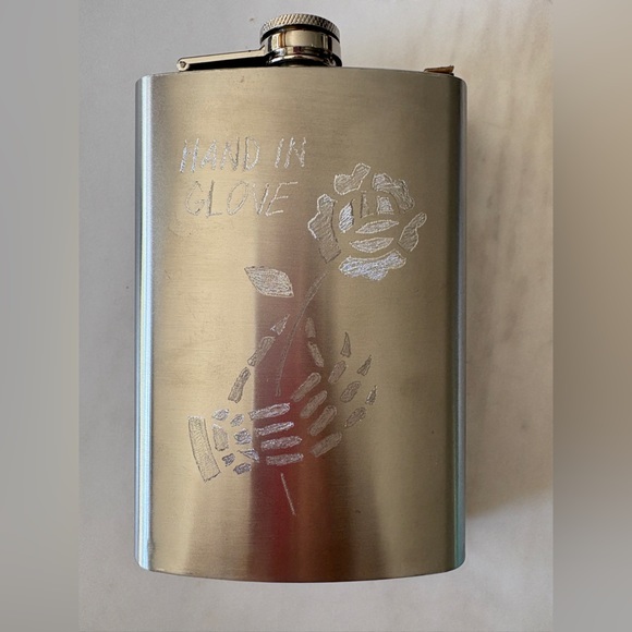 Stainless Steel Flask with Hand Crafted Engraved Design - one of a kind - Picture 1 of 9